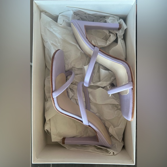 New in box LUCA VALENTINI Lilac Leather Heels Mules Sandals 7 37 Barbiecore - Picture 4 of 12